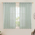Semi Sheer Linen Curtains 54 Inch Length 2 Panels, 52 x 54 Inch | Light Sage by LAMIT