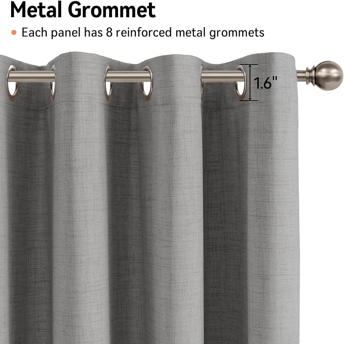 Total Blackout Curtains Faux Linen Textured Thermal Insulated Grommet Singal - Image 5