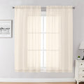 Chyhomenyc Cream Sheer Curtains 54 Inch Long 2 Panels by Chyhomenyc