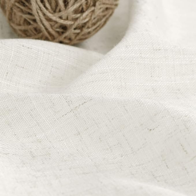 Cream Linen Curtains 110 Inches Long 2 Panels Set - Image 5