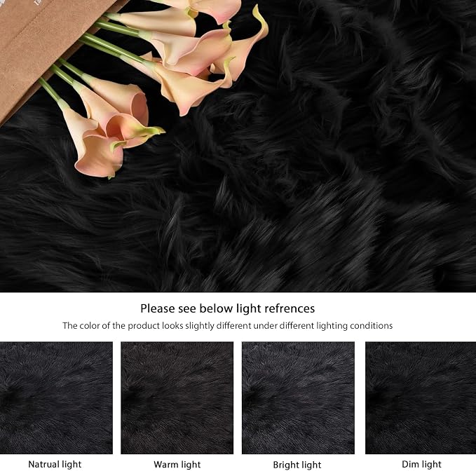 ORINOVA Black Fuzzy Living Room Washable Area Rugs - Image 9