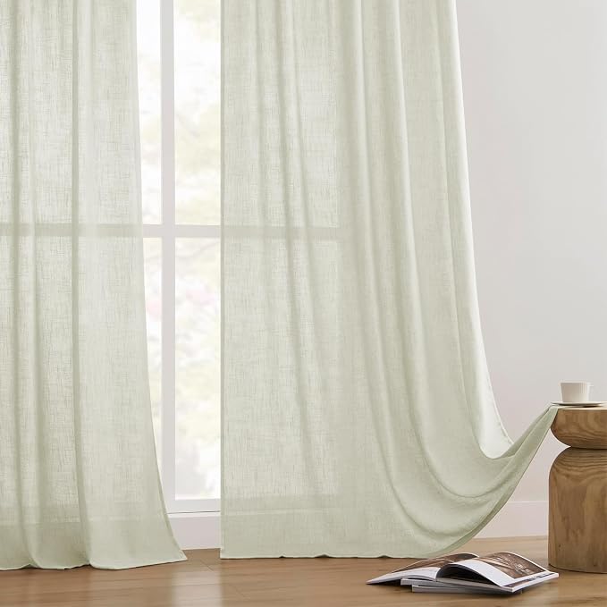 Joydeco Linen Curtains 90 Inch Length 2 Panel Sets, Light Filtering Curtains - Image 7