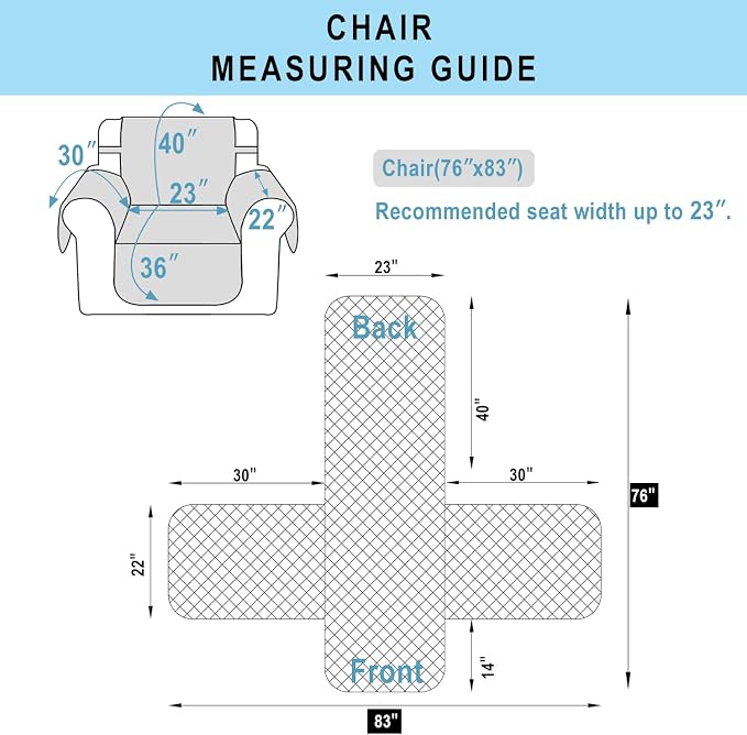 Reversible Recliner Chair Covers, Water Repellent, Chair Protectors Covers - Image 7