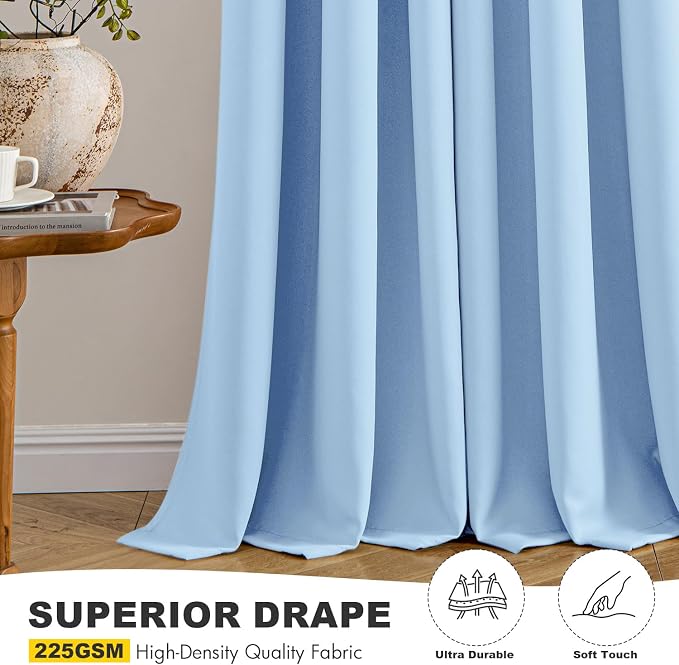 MIULEE Blackout Curtains for Bedroom 2 Panels 40 x 45 Inch Long Sky Blue | - Image 5