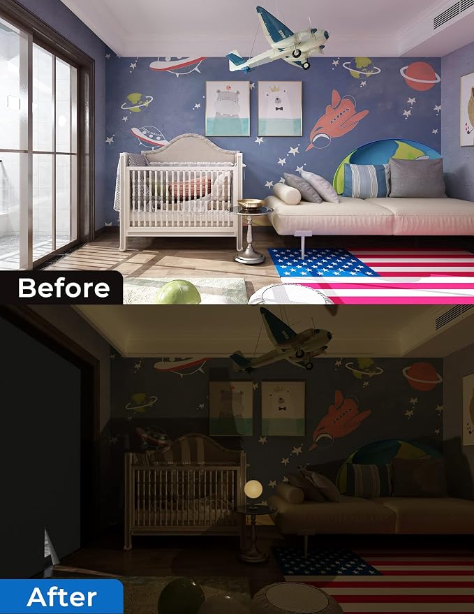 Blackout Curtains for Bedroom 75"x57" Portable No Drill Blackout Blinds - Image 6