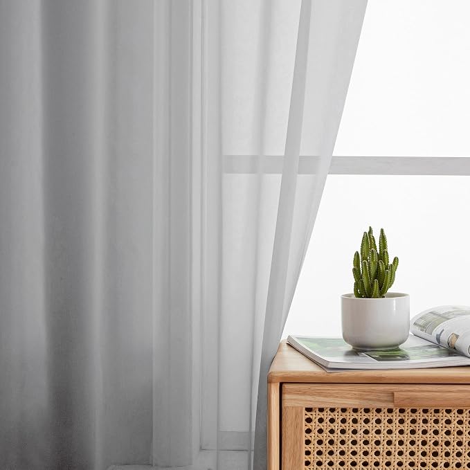 Light Grey Sheer Curtains 54 Inch Length - Image 2