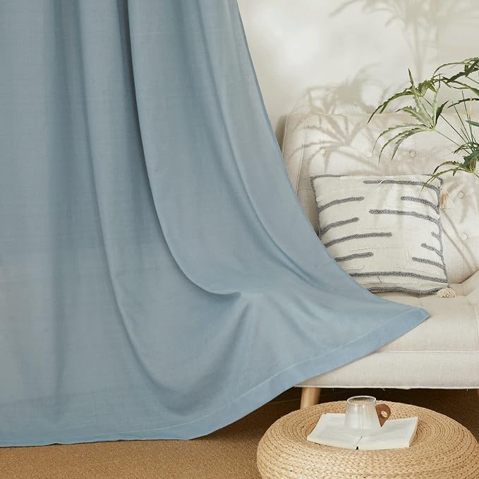 NICETOWN Thick Linen Blend Curtains Flax Textured - Image 4