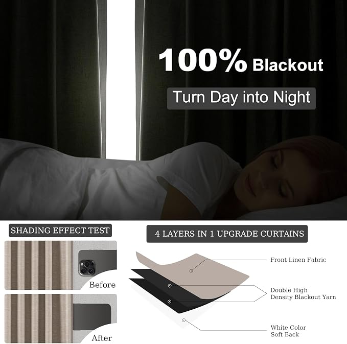 Extra Long Linen Blackout Curtains 132 Inches Long - Image 5