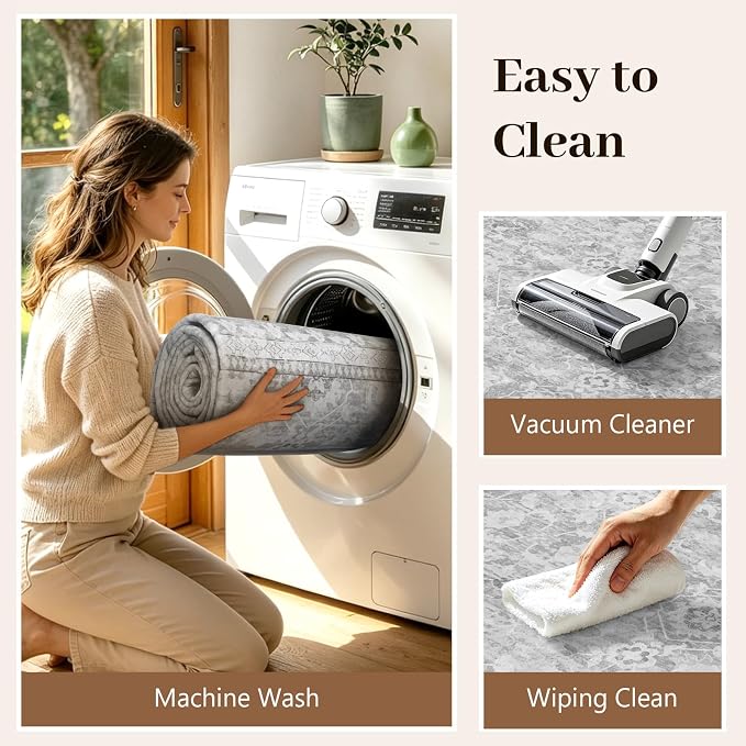 5x7 Ft Area Rugs for Living Room, Soft Non-Slip Machine Washable Rug, Vintage - Image 8