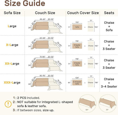 2 Pieces Sectional Couch Covers L Shaped Cover XXL Dark Gray | Thick Washable - Image 2