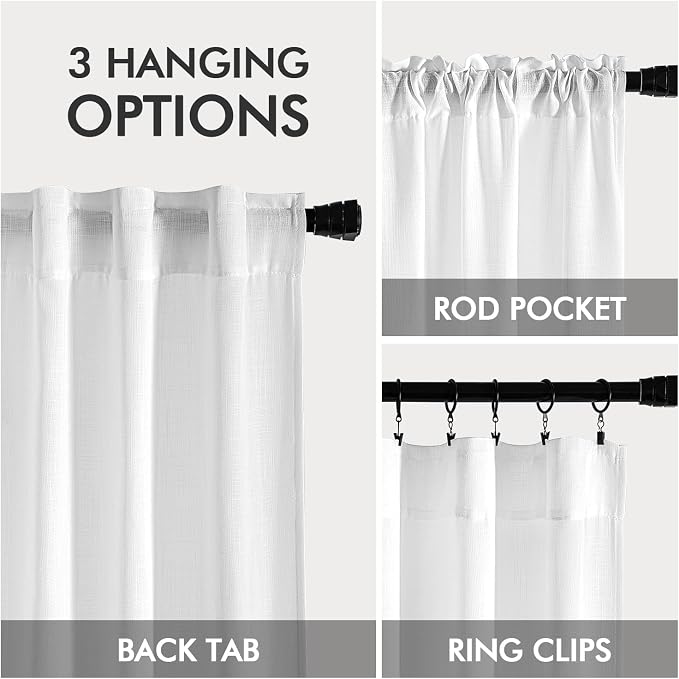 MIULEE White Linen Curtains Short 45 Inch Long 2 Panels - Image 3