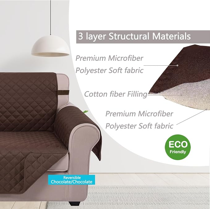 U-NICE HOME Reversible Recliner Chair Covers, Chocolate | 23''Armchair Cover - Image 4