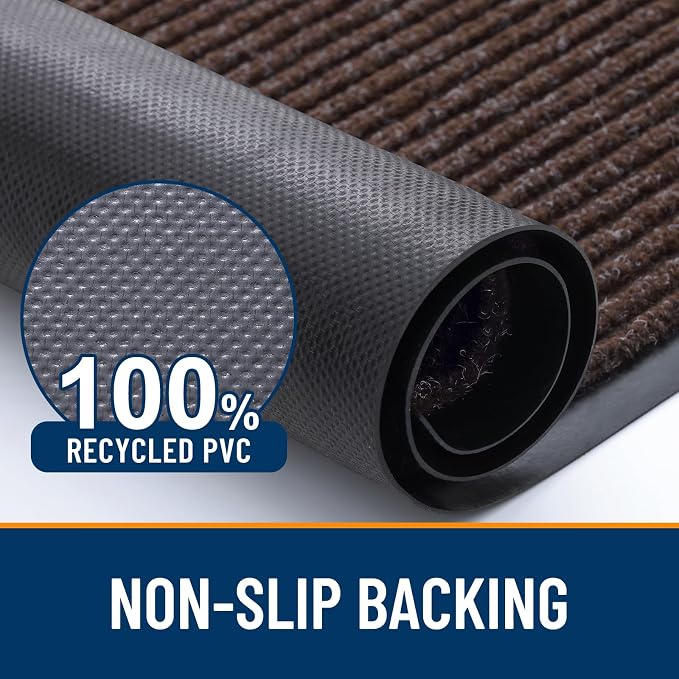 OLANLY Front Door Mat 59x34, Waterproof Heavy-Duty Indoor Outdoor Doormat | Tan - Image 3
