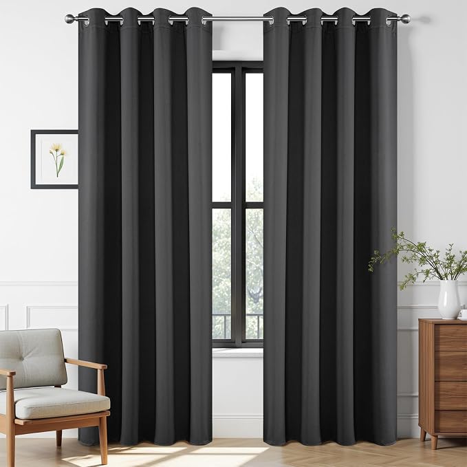 Joydeco Blackout Curtains 90 Inch Length 2 Panels Set, Thermal Insulated Long by JOYDECO