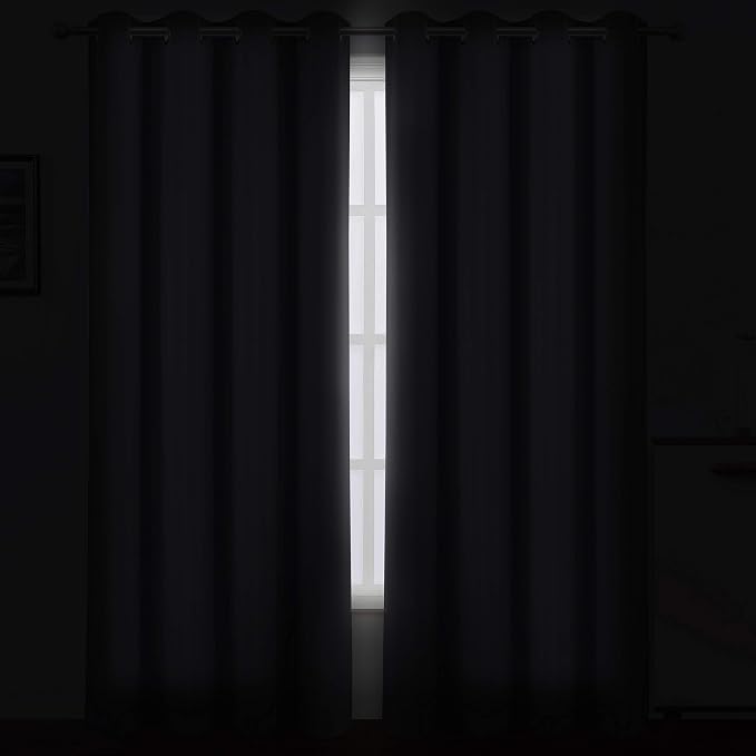 Grey Thermal Blackout Curtains/52 x 108 Inch/Set of 2 Panels Room Darkening - Image 3