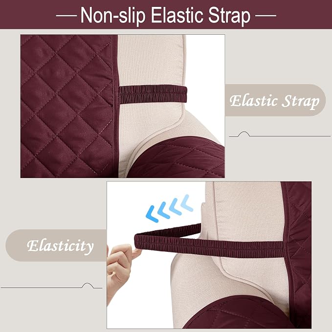Reversible Recliner Chair Covers, Burgundy/Camel | Chair Covers - Image 6