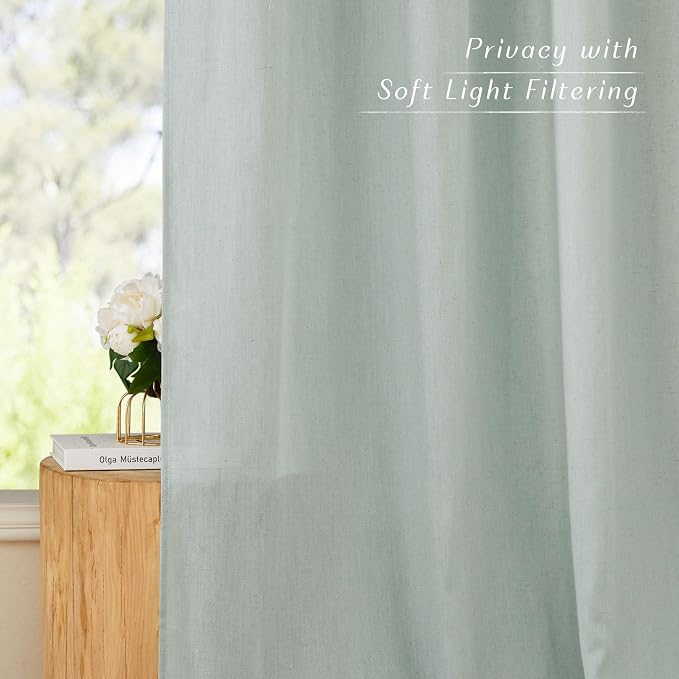 NICETOWN Sage Green Linen Doorway Curtains 80 inches Long, Grommet Thick Linen - Image 6