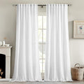 MIULEE White Linen Curtains 84 Inch Length 2 Panels by MIULEE