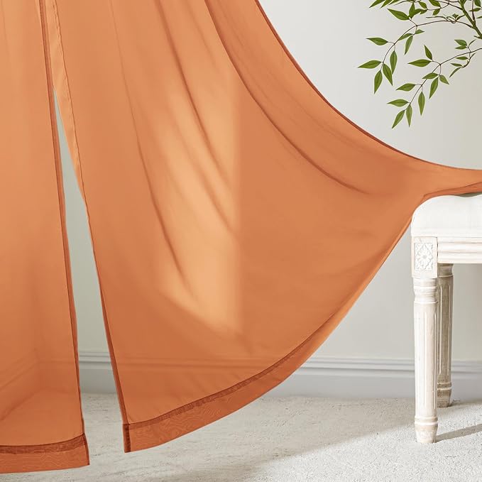 MIULEE Fall Orange Sheer Curtains 90 Inches Long 4 Panels 42 x 90 Inches | - Image 6