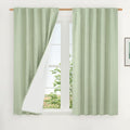 45 Inch 100% Blackout Linen Bedroom Curtains 2 Panels, Light Green | Thermal by LAMIT