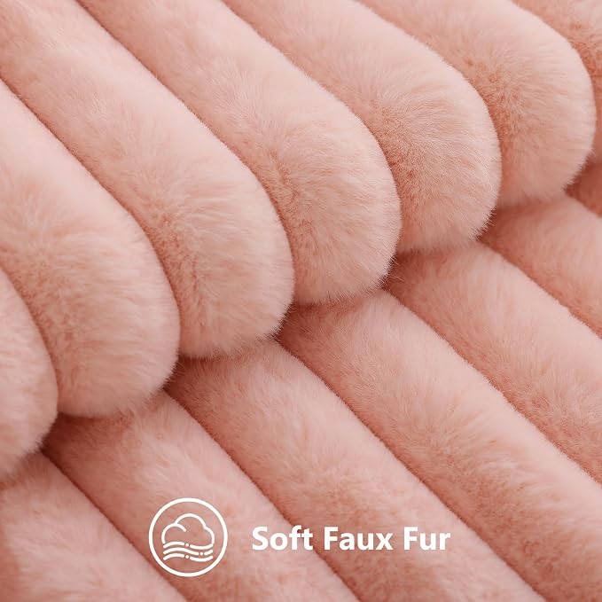 decorUhome Fall Faux Fur Throw Pillow Covers 26x26 Set of 2 Blush Pink | - Image 2