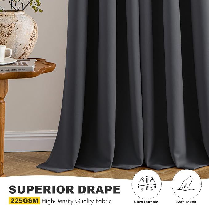 MIULEE Blackout Curtains for Bedroom 2 Panels 40 x 78 Inch Long Dark Grey | - Image 5