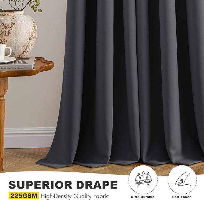 MIULEE Blackout Curtains for Bedroom 2 Panels 40 x 68 Inch Long Dark Grey | - Image 5