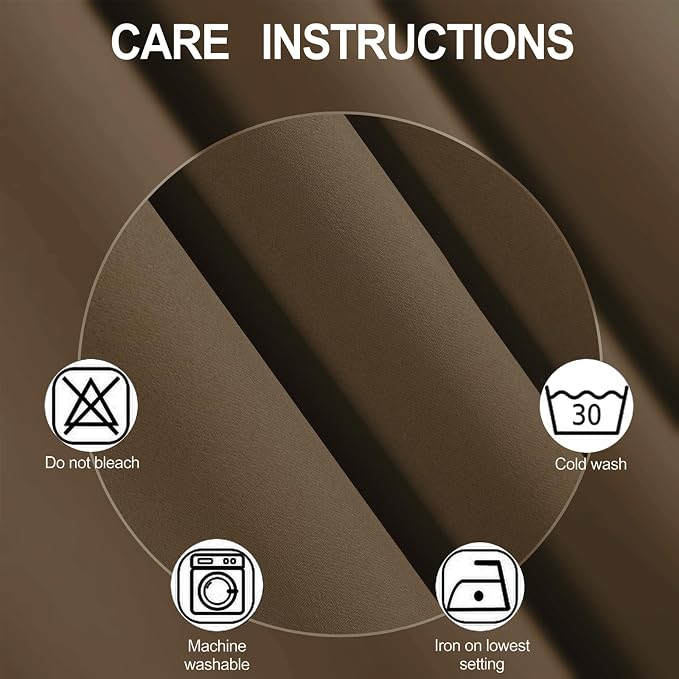 Brown Thermal Blackout Curtains/42 x 95 Inch/Set of 2 Panels Room Darkening - Image 4