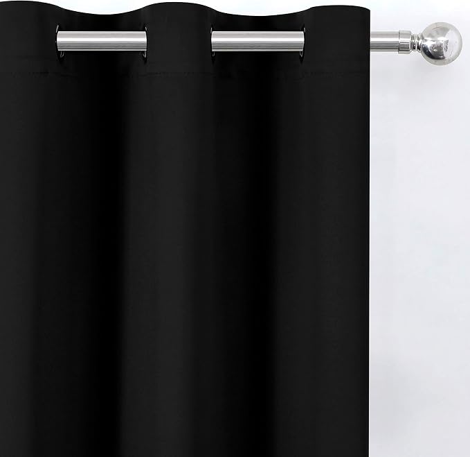 Black Blackout Curtains 40 x 63 Inch Length/Set of 2 Curtain Panels/Thermal - Image 7