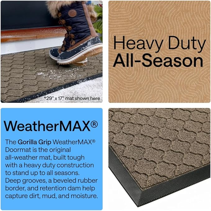 GORILLA GRIP 100% Waterproof All-Season WeatherMAX Doormat 35x23, US Designed - Image 4