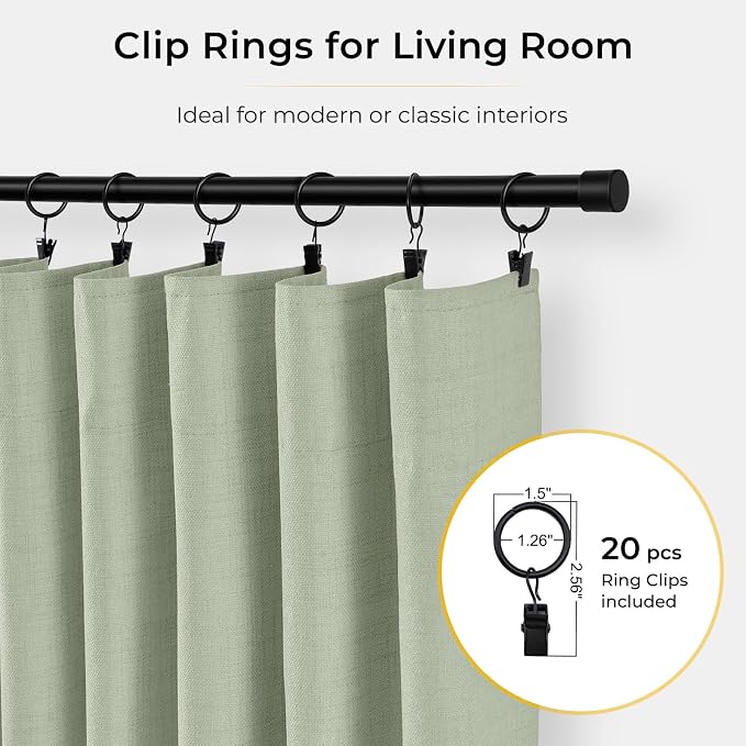 INOVADAY Sage Green Curtains 100% Blackout Curtains - Image 5