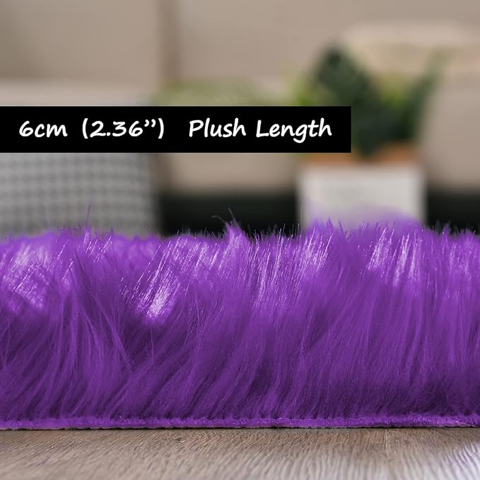 Goolela Purple Area Rug 5x7 Fluffy Fuzzy Furry Carpet - Image 3