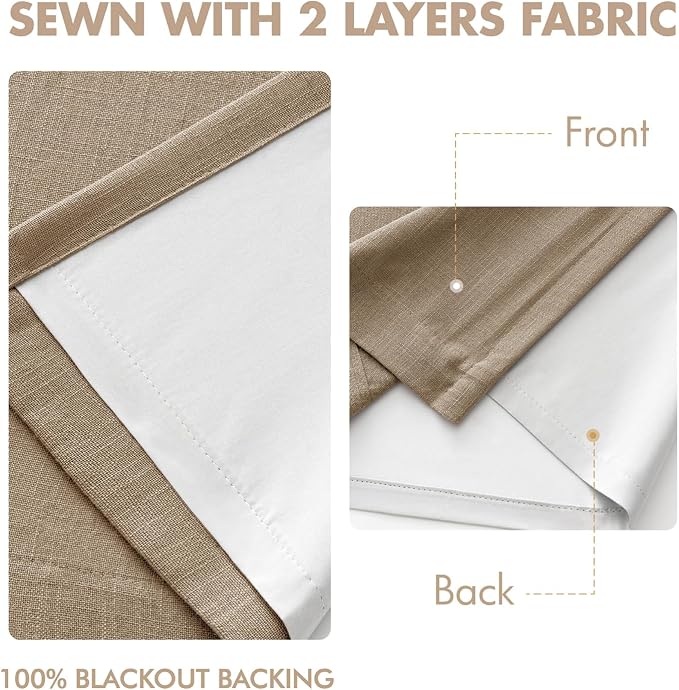 MIULEE Cafe Brown Pinch Pleated 100% Blackout Linen Curtains 40x90 Inches | - Image 5