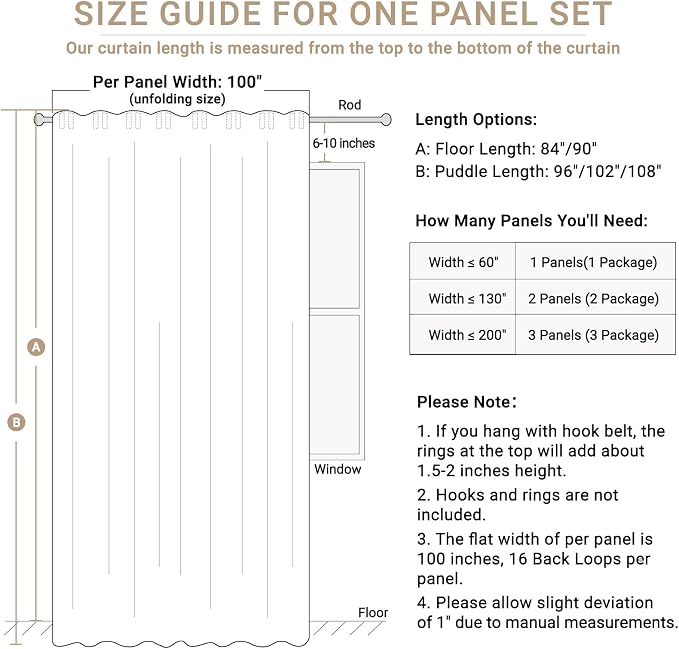 Linen Textured Total Blackout Sliding Door Curtains 108 Inches Long, Thermal - Image 7