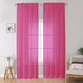 Hot Pink Sheer Curtains for Bedroom Living Room 96 Inches Long 2 Panels Set by OWENIE