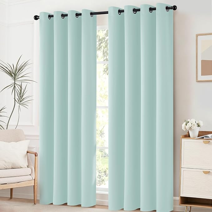 Yakamok Room Darkening Curtains 52x72 inch Length Aqua-Living Room | 2 panels - Image 2