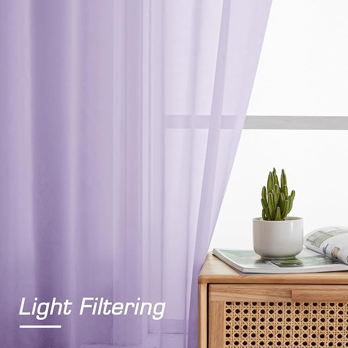 Sheer Curtains 78 inches Long for Bedroom Living Room 2 Panels Set, Rod Pocket - Image 2