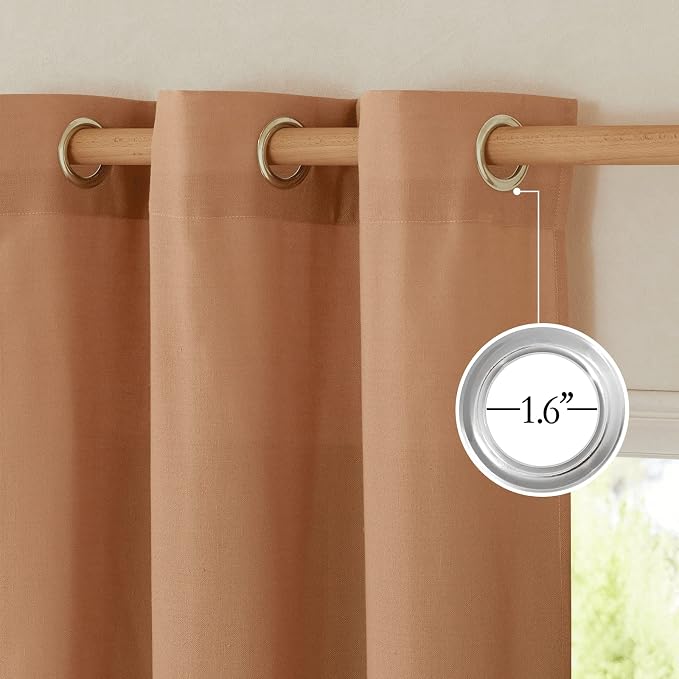 NICETOWN Burnt Orange Linen Doorway Curtains 80 inches Long, Grommet Thick - Image 6