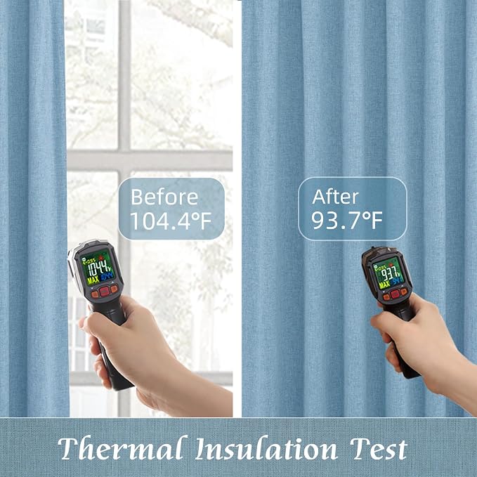100% Blackout Linen Curtains 63 Inches Long, 60 x 63 Inch | Thermal Insulated - Image 4