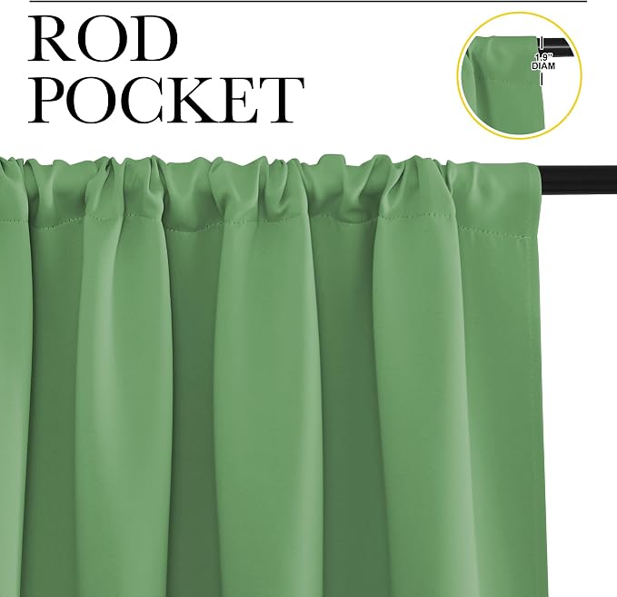 NICETOWN Blackout Curtains for Living Curtains, Froest Green, 1 Pair, 34-inch W - Image 2