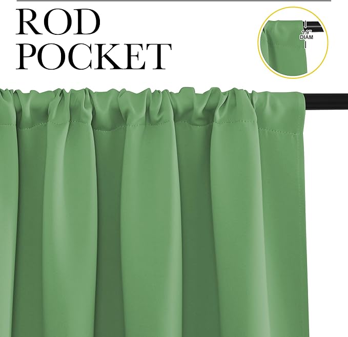 NICETOWN Blackout Curtains for Living Curtains, Froest Green, 52 by 63 Inch - Image 2