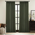 MIULEE Olive Green Pinch Pleated 100% Blackout Linen Curtains 40x96 Inches | by MIULEE