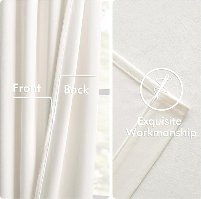 MIULEE Velvet Curtains 50W x 104L 2 Panels Ivory Blackout Curtains | Luxury - Image 6