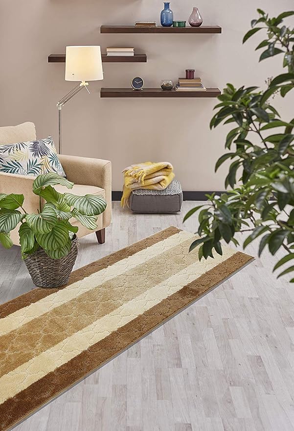 Custom Length Hallway Runner Rug, Slip Resistant, Trellis Beige, 26 Inch X 16 - Image 4