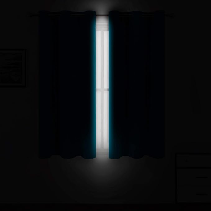 Teal Thermal Blackout Curtains/38 x 84 Inch/Set of 2 Panels Room Darkening - Image 3