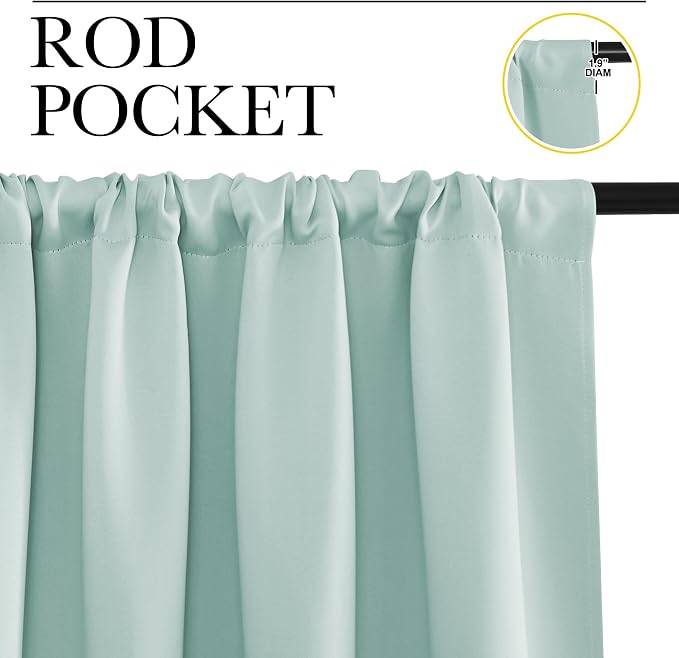 NICETOWN Blackout Curtains for Living Curtains, Aqua Blue, 2 Panels, 52 by 95 - Image 2