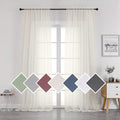 Sheer Ivory Curtains Light Filtering Window Drapes by OVZME