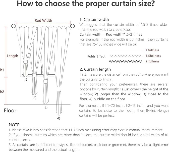 Joydeco Linen Curtains 90 Inch Length 2 Panel Sets, Light Filtering Curtains - Image 8