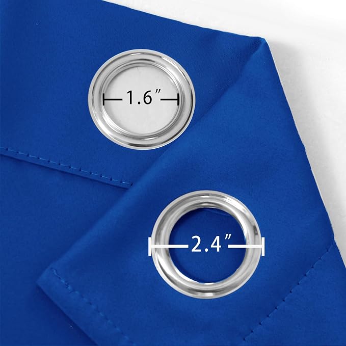 Blackout Curtains 66 x 72 Inch Long Royal Blue Curtains Set of 2 Panels Room - Image 5
