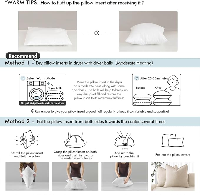 MIULEE Feather Pillow Insert 12x20, Throw Pillow - Image 8